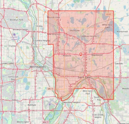 This is the range of towns in Minnesota where alerts were issued concerning a 17-year-old at-large homicide suspect. Initial police scanner reports say this is happening in Roseville.
