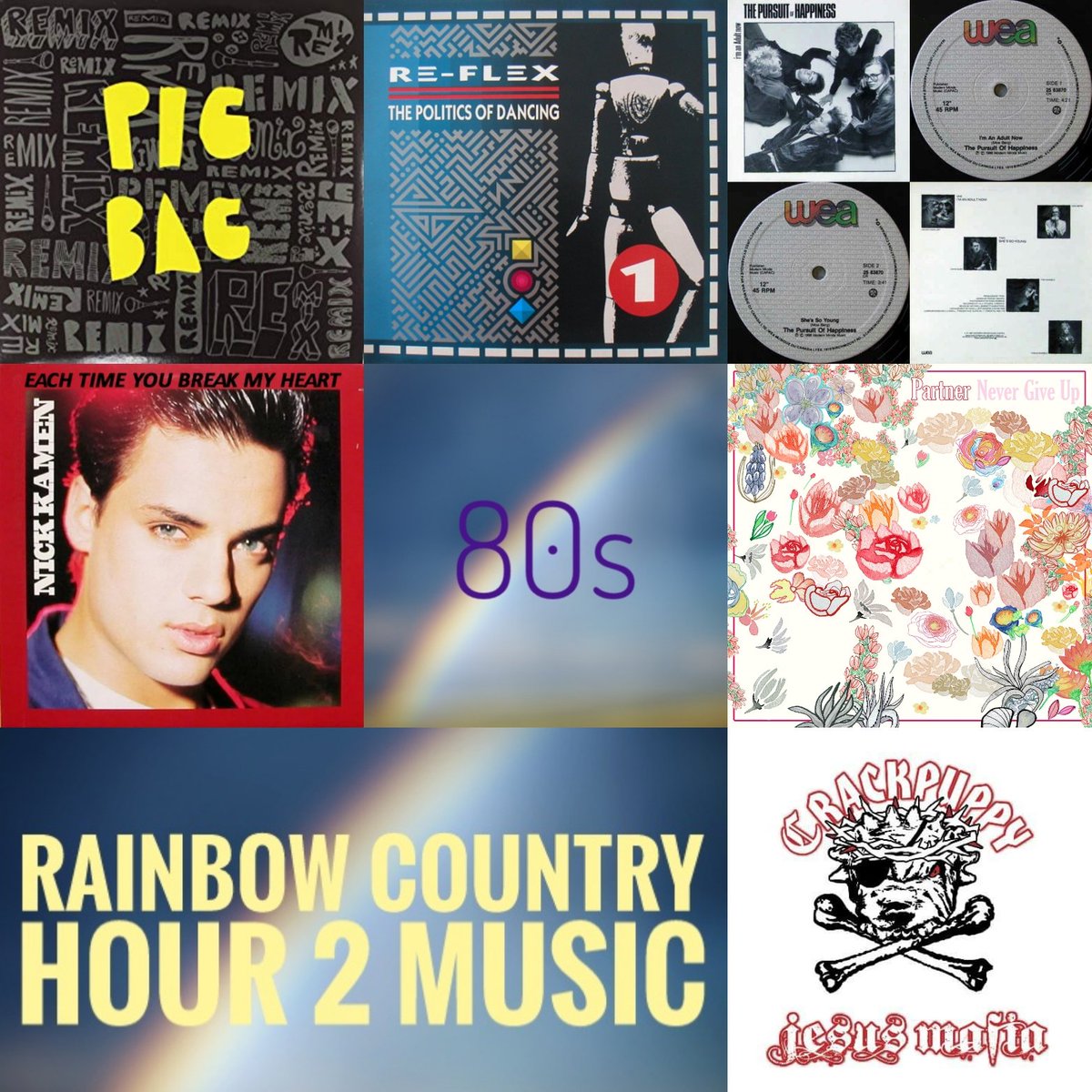 MarkTaraMusic's tweet photo. #RainbowCountry🌈
TONIGHT ON AIR! 8PM ET
Ontario Broadcast
🌈
HR 2 #Music
80s - #Pigbag #ReFlex #NickKamen
Rock - #ThePursuitOfHappiness @moeTPOH @TPOHBand
Indie - @partner_band
Punk - #CrackPuppy @DrewRowsome https://t.co/0ykkF260p4