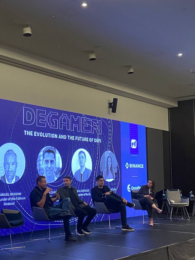 Fathom_fi's tweet photo. Great talk from @Fathom_fi co-founder @RensManu on the future of #DeFi and #fathomprotocol. Full house at #degamefi Tbilisi. https://t.co/gGlAat04cj
