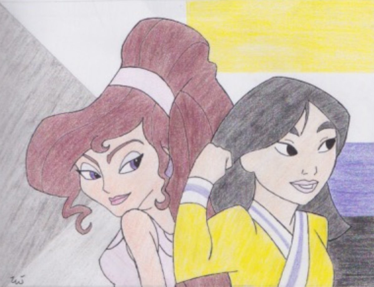 Mulan's been tasked with helping a damsel in distress. Meg may be a damsel and in distress but she can handle herself and doesn't want some Wonderperson...or does she? #disney #fanart #megara #demisexual #asexual #asexualawarenessweek #disneysayace #mulan #nonbinary #disneysaygay