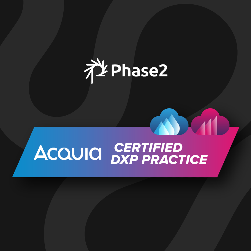 phase2's tweet photo. Big news as #AcquiaEngage officially kicks off today in Miami!

Our team is proud to announce that we're one of the first partners to become an @acquia Certified #DXP Practice.

Learn more: https://t.co/6nz7tSmxeo https://t.co/vRE8XTYiNg