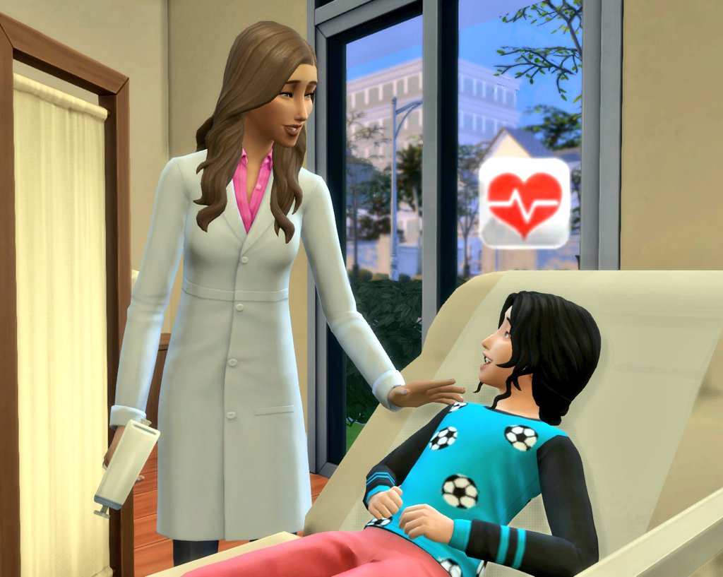 _LizDoesThings's tweet photo. Another day of doctoring for Leila, but one of her patients looked familiar! 👀
Her little sister Desiree was feeling sick 🤒
Luckily, Leila was able to get her all fixed up 🩺💜

#TS4 #TheSims4 #Sims4 #TheSims https://t.co/Z7IqRSo5Fq