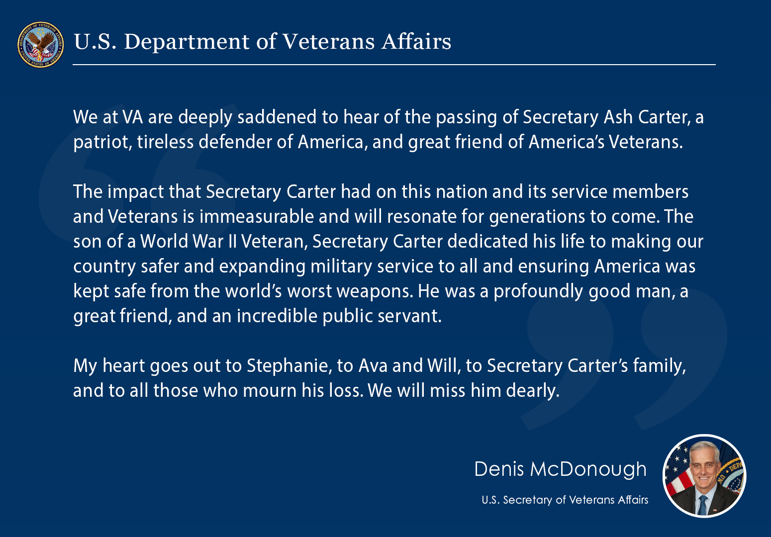 Office of the Secretary of Veterans Affairs on Twitter "We at VA are