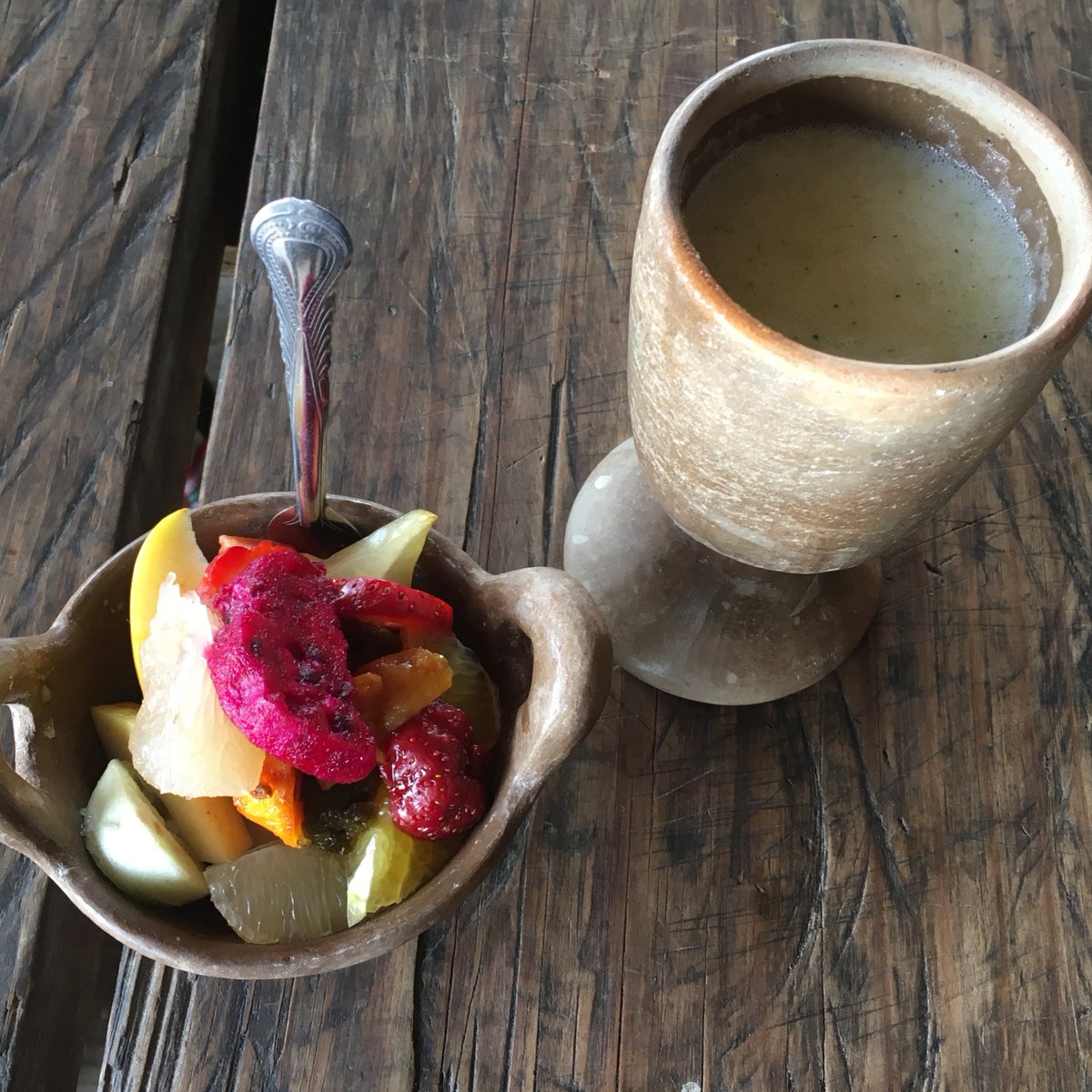 HerbanAlchemist's tweet photo. Enjoying some #ChiaSeed lemonade and #DragonFruit salad.   The Beautiful #superfoods of Mexico...so tasty and so beautiful too! https://t.co/93KodflsBj