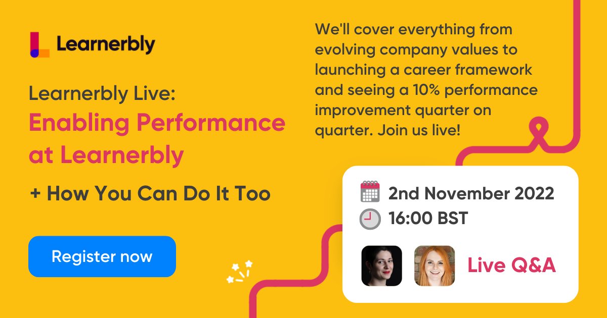 Learnerbly (@learnerbly) on Twitter photo Got performance questions? We'll answer them!
✨🚀 We're hosting a live Q&A on 'Enabling Performance at <a href="/learnerbly/">Learnerbly</a> + How You Can Do It Too'
📆 Wednesday, November 2nd, 4-5pm BST
🎫 Online, free to attend
Register today to secure your spot: hubs.la/Q01qh7tx0 Got performance questions? We'll answer them!
✨🚀 We're hosting a live Q&A on 'Enabling Performance at <a href="/learnerbly/">Learnerbly</a> + How You Can Do It Too'
📆 Wednesday, November 2nd, 4-5pm BST
🎫 Online, free to attend
Register today to secure your spot: hubs.la/Q01qh7tx0