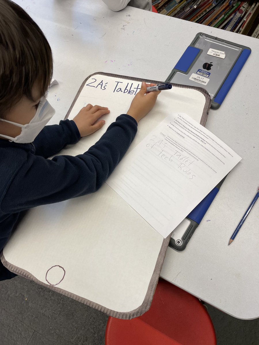 reidgreenblue's tweet photo. For #digitalcitizenship week we used some of @CommonSenseEd lessons as a jumping off point for convos about how we should use technology in school and at home. Each student got a blank “app” to illustrate a rule they came up with on our “Tablet of Tech Rules” #pypdesign #makered https://t.co/tpd1Ex3gPD