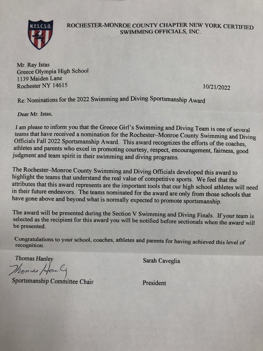 Greece Odyssey Athletics (@ody_athletics) on Twitter photo Greece Storm Girls Varsity Swimming & Diving nominated for the Sportsmanship Award! Congrats on the hard work to our swimmers and coaching staff! Letโs go Storm Swimming! <a href="/Oly_Athletics/">Greece Olympia Athletics</a> <a href="/GreeceOlympia/">Olympia Spartans</a> @GCSDsuper <a href="/GCSDDRichardson/">David Richardson</a> <a href="/GreeceArcadia/">Greece Arcadia HS</a> <a href="/AthenaHigh/">Greece Athena HS</a> Greece Storm Girls Varsity Swimming & Diving nominated for the Sportsmanship Award! Congrats on the hard work to our swimmers and coaching staff! Letโs go Storm Swimming! <a href="/Oly_Athletics/">Greece Olympia Athletics</a> <a href="/GreeceOlympia/">Olympia Spartans</a> @GCSDsuper <a href="/GCSDDRichardson/">David Richardson</a> <a href="/GreeceArcadia/">Greece Arcadia HS</a> <a href="/AthenaHigh/">Greece Athena HS</a>
