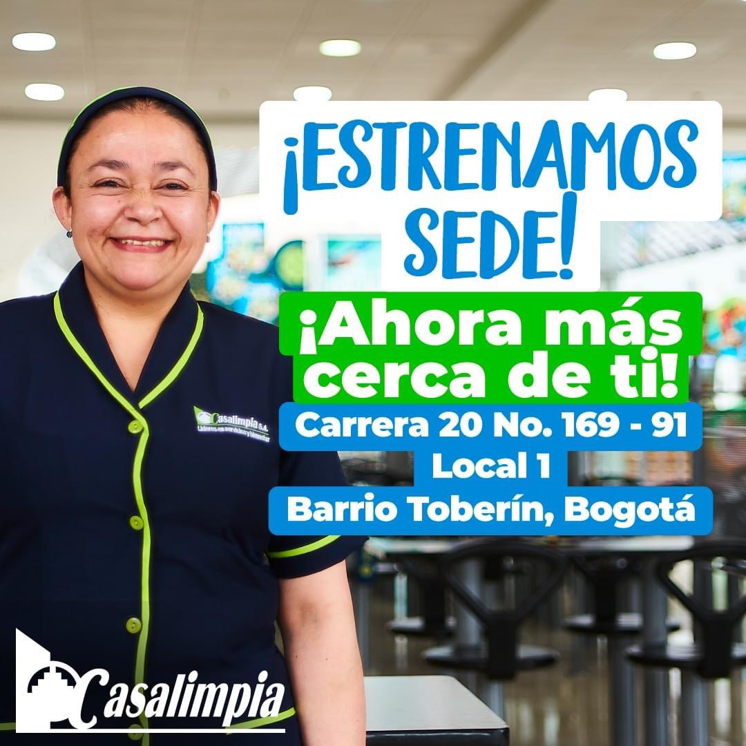 PedroFEstrada's tweet photo. En @CasalimpiaSa estrenamos sede en el norte de Bogotá. Más cerca de las personas del norte de la ciudad que quieran hacer parte de nuestros equipos de trabajo. #TrabajoSíHay https://t.co/16PGtwV4sV