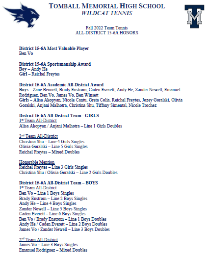 Tomball Memorial Tennis tweet media