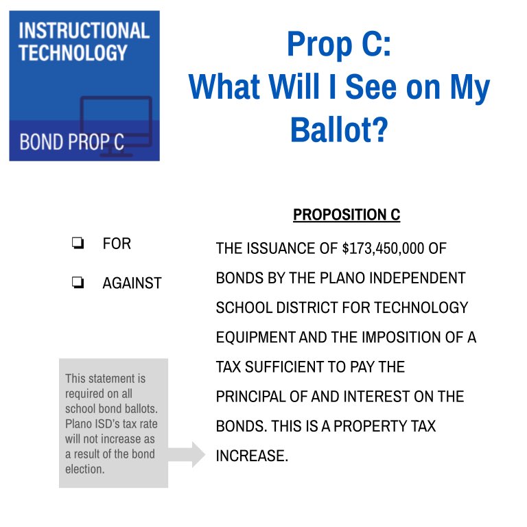 barksdalebronco's tweet photo. Here’s a look at the ballot language you’ll see when you go to vote in the #PISDElection2022.
 
State law requires that all school propositions include the statement, “This is a property tax increase,” regardless of the impact to the school district’s tax rate. https://t.co/vqDAaWnNfJ