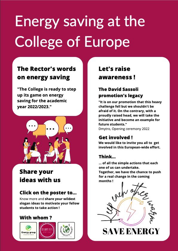 energy_coe's tweet photo. 📢Here is the first occasion for you to take part to the "Keep each other warm" awareness campaign at the College !🔥

Be bold, be creative and have fun in sharing your slogan ideas on energy saving with us 🙌🏼

You might discover your slogan on campus in the coming days...🖋 https://t.co/useHKUijme