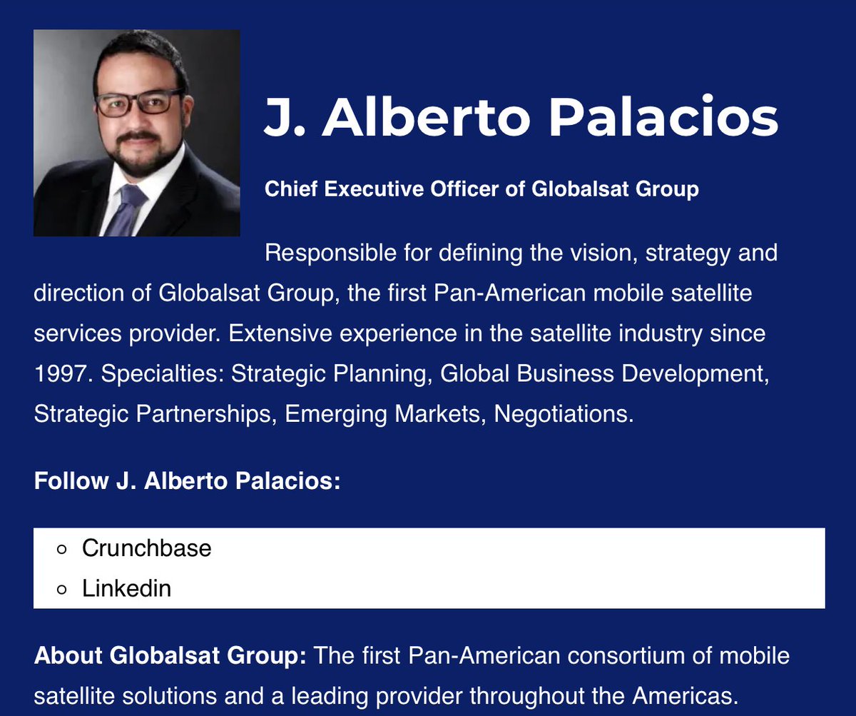 Globalsat's tweet photo. Our CEO @albertopal has been ranked by Boardroom Media among the Top 47 Satellite Communication United States CEOs: https://t.co/F0qyJOLLhr https://t.co/fwKZAKCH2G