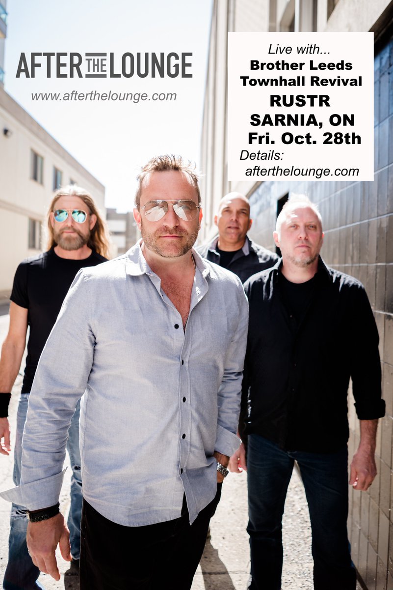 AFTER THE LOUNGE (@afterthelounge) on Twitter photo Coming up this Friday in <a href="/Sarnia_Ontario/">City of Sarnia</a> We return to the great City to perform with our friends <a href="/townhallrevival/">Idontevencare</a> and <a href="/BrotherLeeds/">Brother Leeds is a Band</a> at Rustr Music Hall! <a href="/SarniaObserver/">SarniaObserver</a> <a href="/cool1063/">COOL106.3</a> #sarniamusicevents Coming up this Friday in <a href="/Sarnia_Ontario/">City of Sarnia</a> We return to the great City to perform with our friends <a href="/townhallrevival/">Idontevencare</a> and <a href="/BrotherLeeds/">Brother Leeds is a Band</a> at Rustr Music Hall! <a href="/SarniaObserver/">SarniaObserver</a> <a href="/cool1063/">COOL106.3</a> #sarniamusicevents