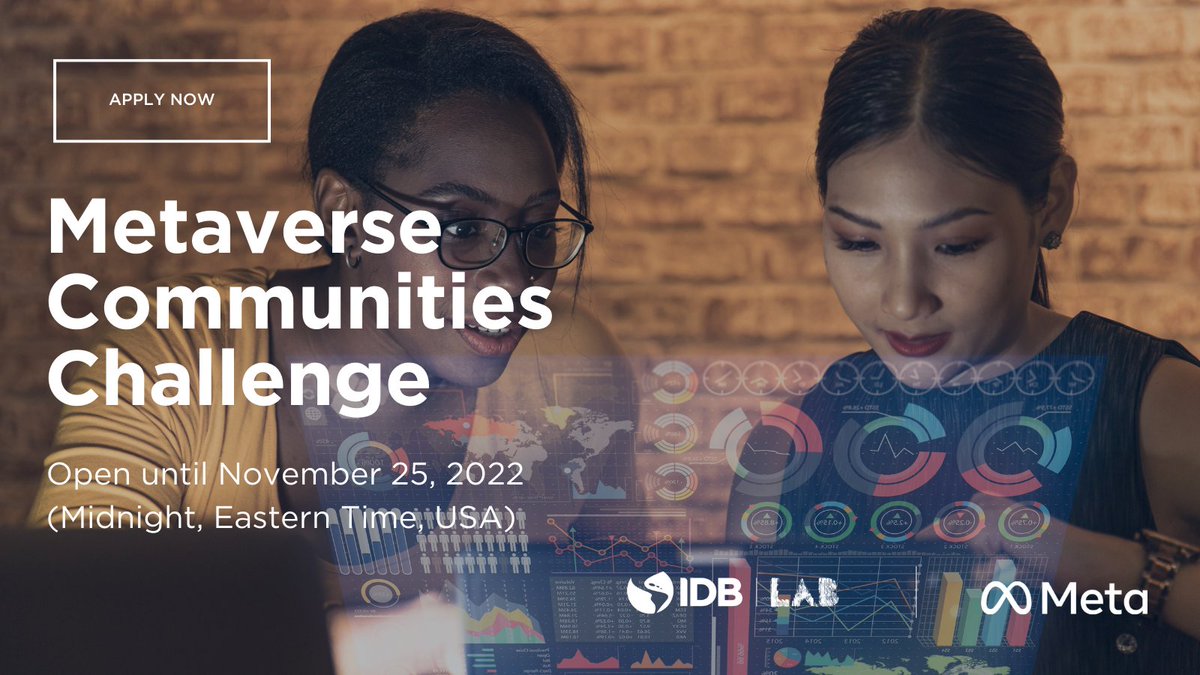 📢 @IDB_Lab and @Meta are looking to support communities ethically leveraging virtual spaces to benefit society and generate social and economic benefits in #LAC. Learn more about our #Metaverse Communities Challenge and get involved today! 👇 convocatorias.iadb.org/es/bid-lab/met…