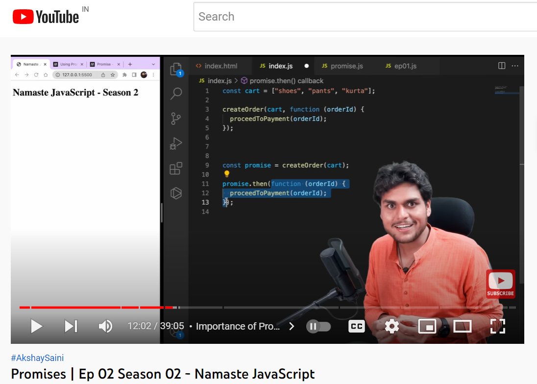 What can be a more fun way to come back from the vacay mood than starting @akshaymarch7's Namaste JavaScript Season 02 Best video about promises including promise chaining, promise vs callback, seeing promise work inside the browser & everything one should learn about promises!