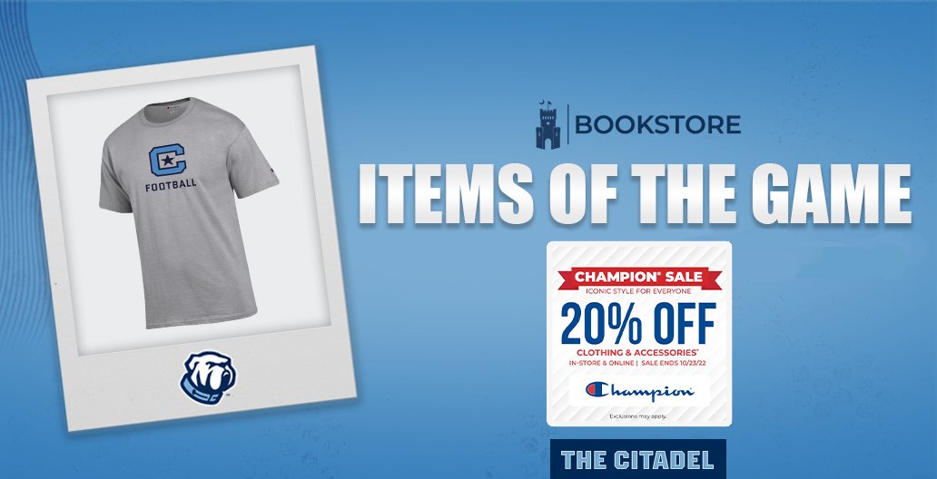 🛄ITEMS OF THE GAME🛄

Bulldog fans, get your Citadel Bookstore Items of the Game for Saturday's Game vs. Samford! The clear bag policy will be in effect for entry into Johnson Hagood Stadium.

🛄bit.ly/3DrcQBh🛄

#FireThoseCannons #OurMightyDogs