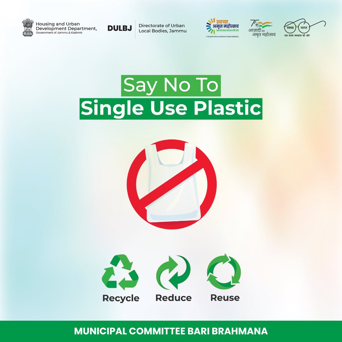 ceomcsamba's tweet photo. Municipal committee Bari Brahamana say no to single use of plastic.   @OfficeOfLGJandK @JKHUDD1 @JammuUlb @dcsambaoffice @swachhbharat @SwachhBharatGov @MoHUA_India #saynotoplastic #SwachhBharat2022 https://t.co/AHnDquurmP