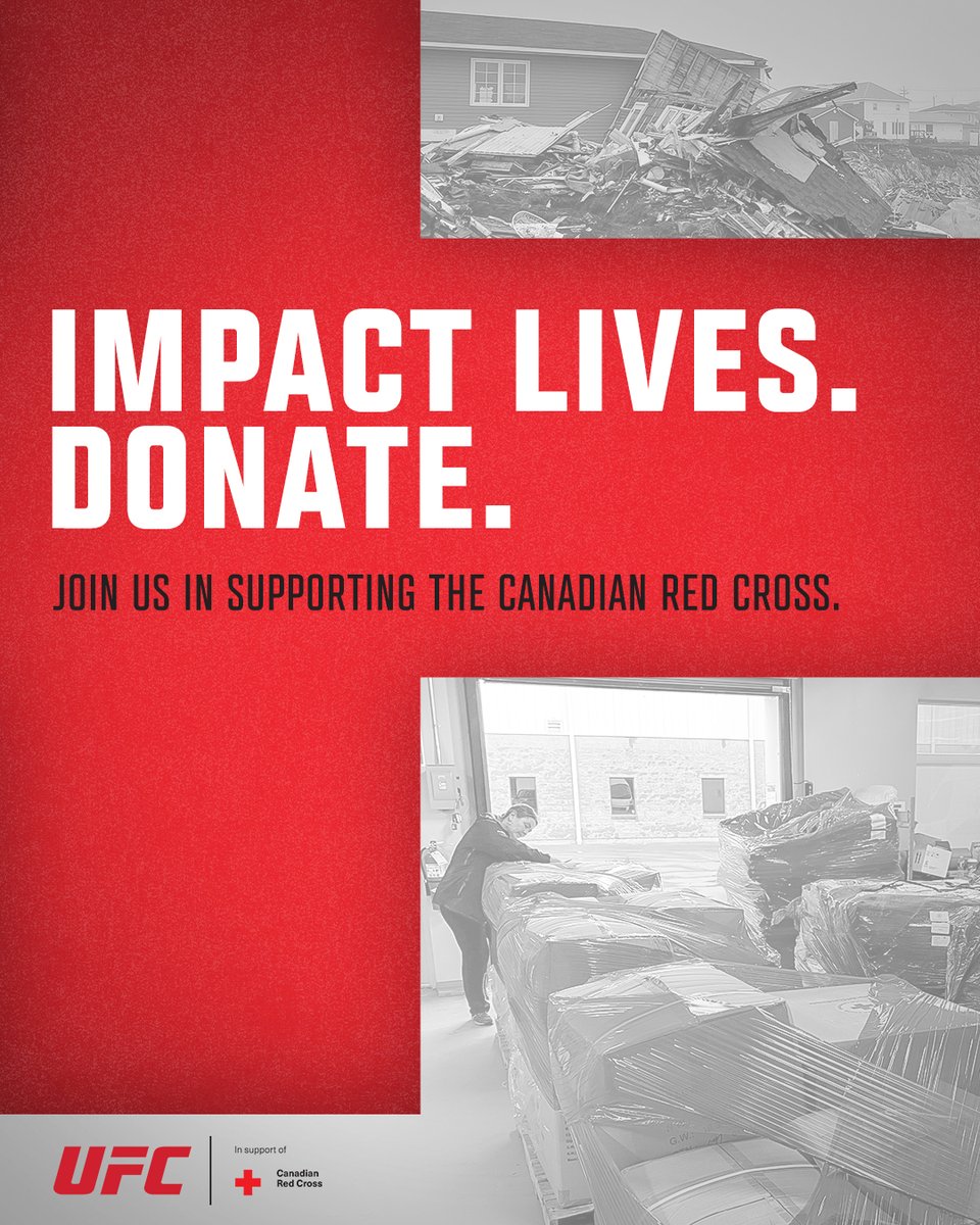 Help those affected by Hurricane Fiona Donate at RedCross.ca/UFC to assist the Canadian Red Cross in supporting the recovery from this disaster.