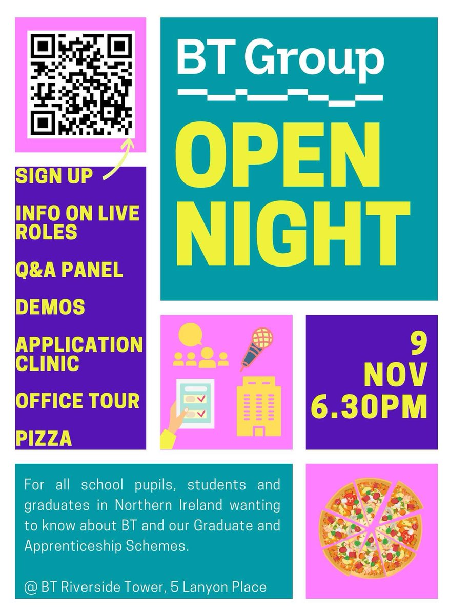 Join us in Belfast on the 9th November to learn all about our apprentice and grad schemes! 🎓

Where: Riverside Tower, 11th floor, Belfast
When: 9th November, 6:30PM – 9:00PM

Sign up to join our event:
forms.office.com/pages/response…