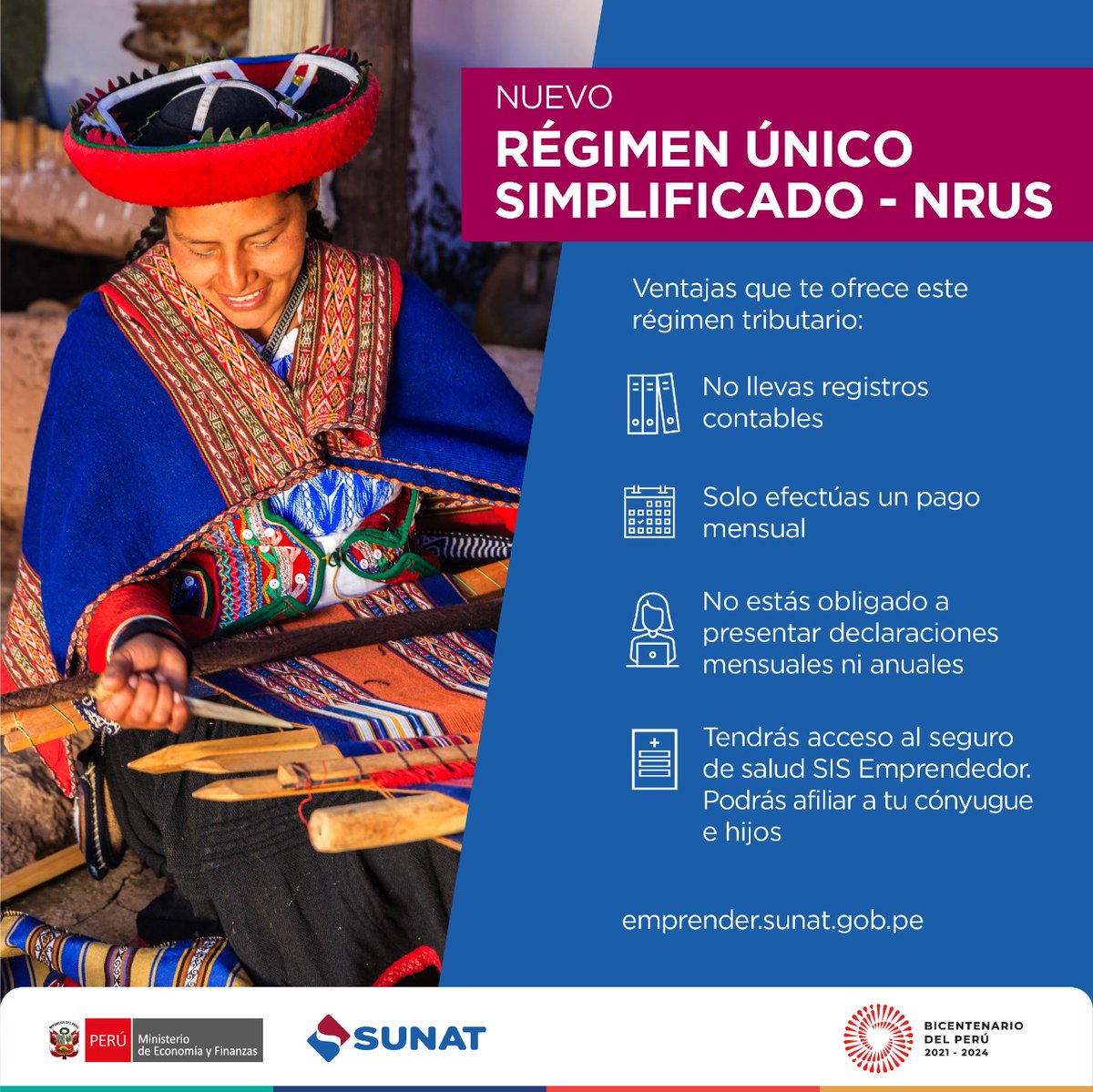 ☝🏾 Si inicias un pequeño #negocio o #emprendimiento puedes ubicarte en el Nuevo Régimen Único Simplificado #NRUS También puede acogerse quienes desarrollan un oficio: gasfitero, pintor, gasfitero. Infórmate más 👩🏾‍💻👨🏾‍💻 emprender.sunat.gob.pe