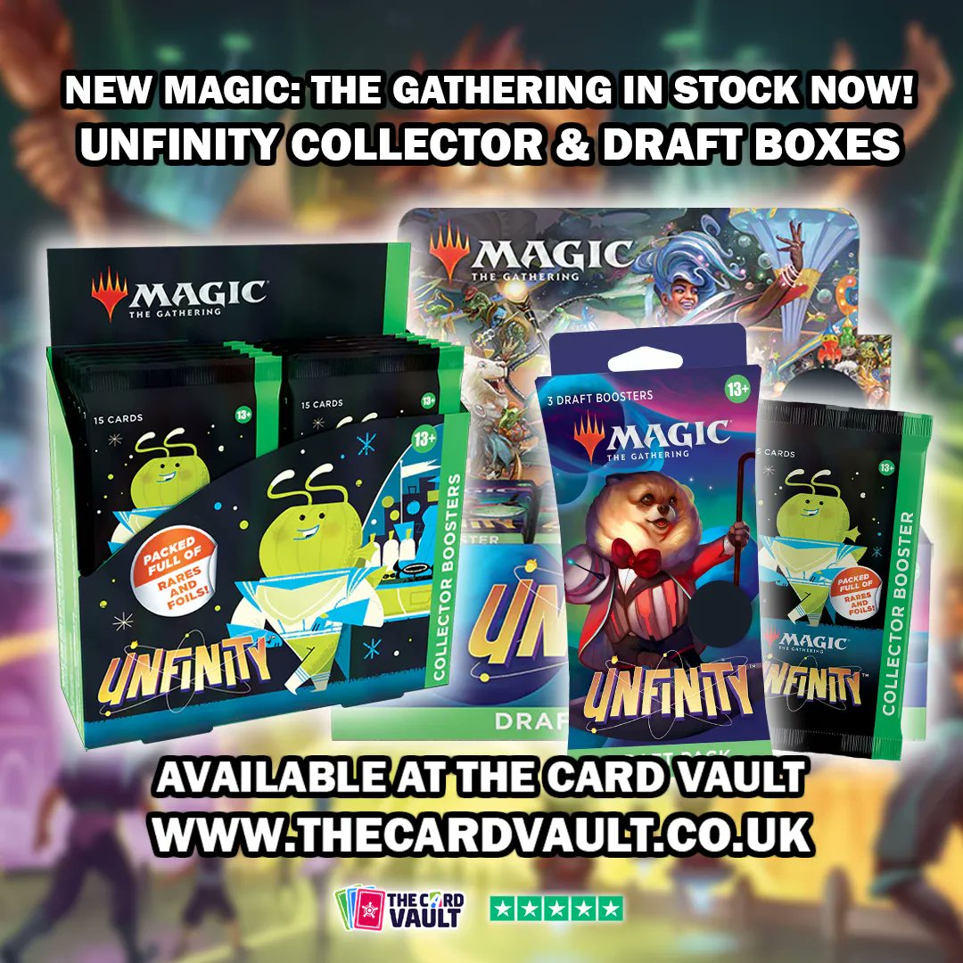 TheCardVaultUK's tweet photo. It’s been a magic kind of day today at TCV!
Where you magic fans at? We were quite glad to see something a little more fun from MTG with this one.
#MTG #MagicTheGathering #Magic #Unfinity #BrothersWar #DoubleMasters #Dominaria #DominariaRemastered #WarHammer40000 #TCV https://t.co/O1OhfQWKaX