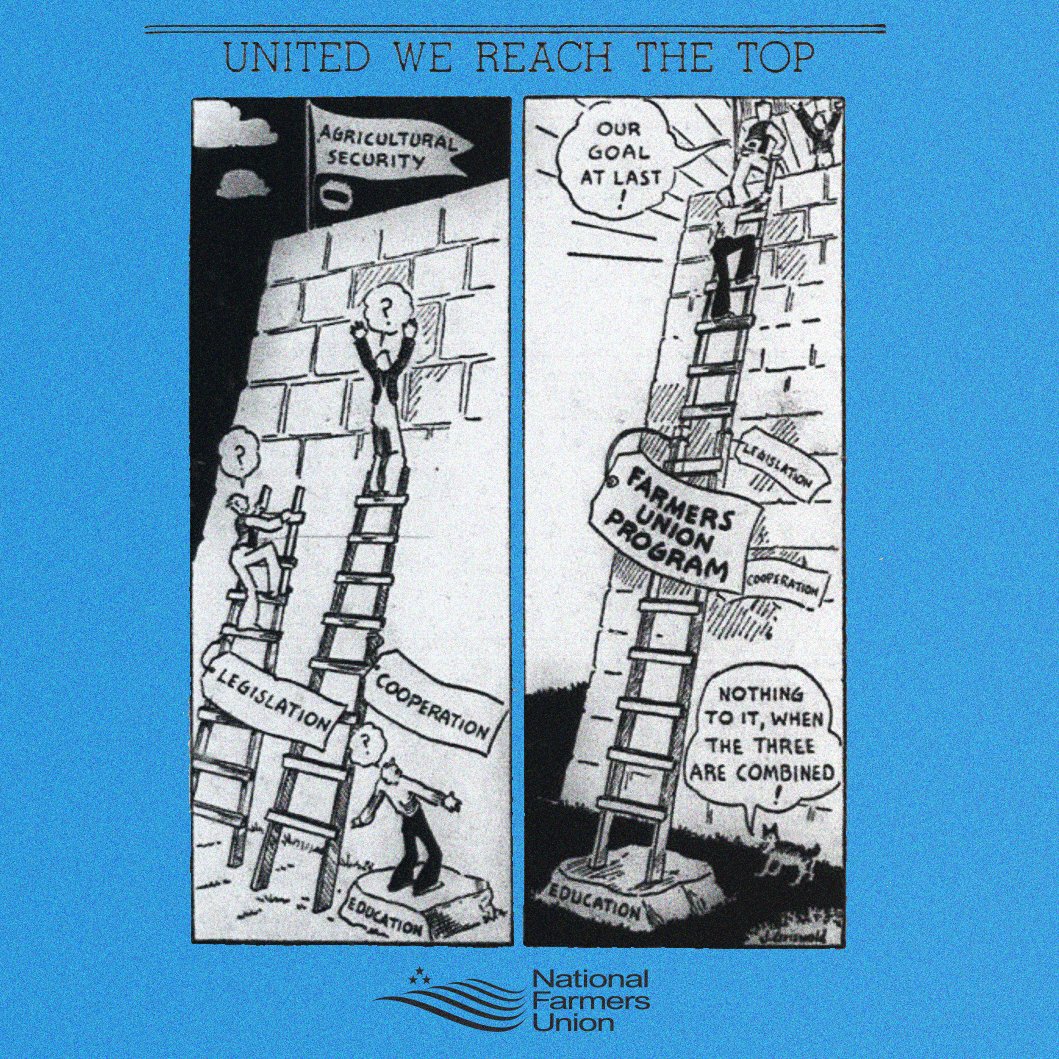NFUDC's tweet photo. Education, legislation, and cooperation: valuable individually, unstoppable when combined. #CoopMonth #CoopsBuildEconomicPower
Graphic from The Kansas Union Farmer, January 1940. https://t.co/pf6tVlYFp4