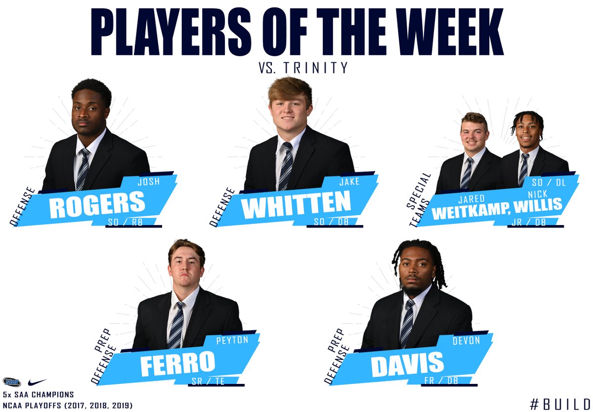 Congrats to our Players of the Week from our fight against Trinity!

#BUILD