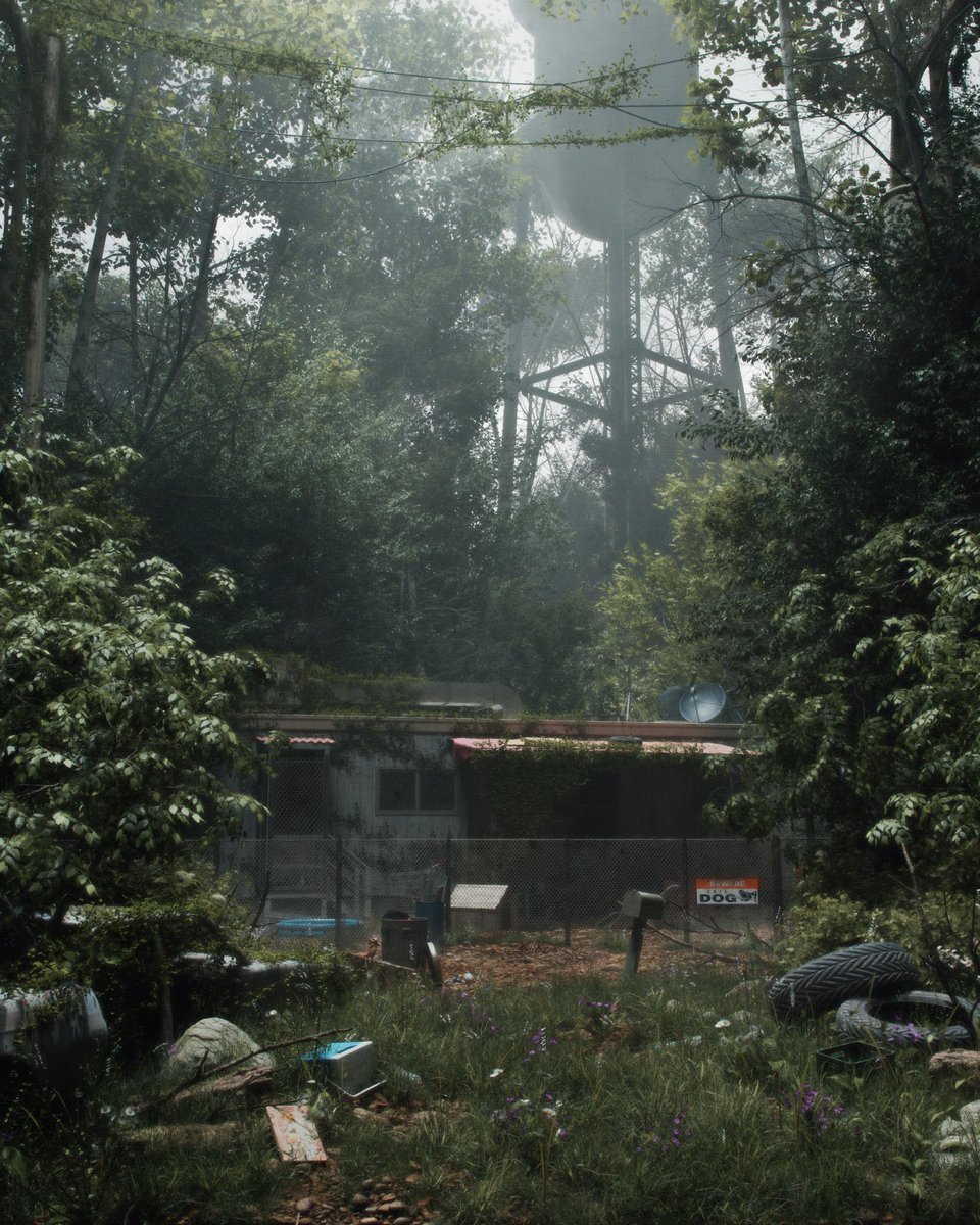 thisisasmu's tweet photo. THE OLD TRAILER IN THE WOODS 

Thank you for sending over the new AMERICANA kit guys! Make sure you go grab this one from @kitbash3d . Tons of stuff in this one!! 🍃 https://t.co/3qQY8rICEu