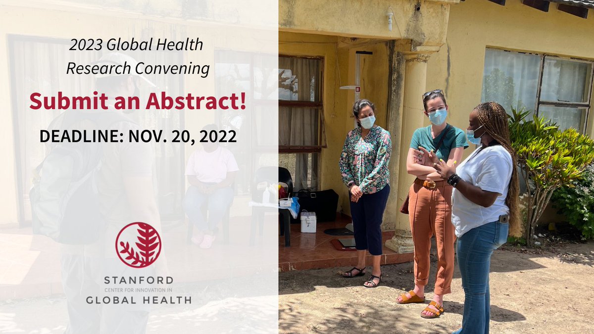 Students and researchers interested in global and planetary health: Submit an abstract for the Stanford 2023 Global Health Research Convening to be held Jan. 25, 2023. Deadline to submit: Nov. 20, 2022. stanforduniversity.qualtrics.com/jfe/form/SV_dc… #globalhealth #planetaryhealth