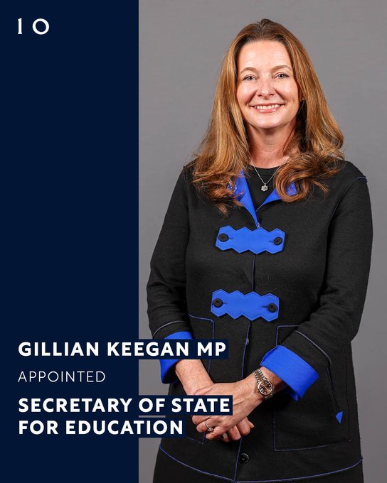 Gillian Keegan MP has been appointed Secretary of State for Education. 