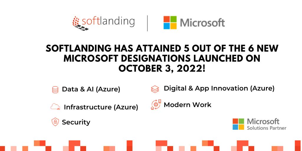 softlandinginc's tweet image. 📢Softlanding is proud to have achieved five out of six of Microsoft&apos;s new designations launched on October 3rd! 
#MSPartners #MicrosoftCloud #solutiondesignation