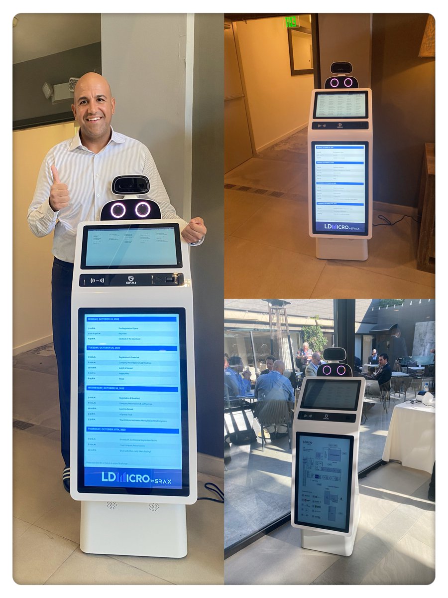 Guardforceai's tweet photo. #Day1 at #LDMicro in #LA! While you are busy getting yourself around, you can also check out the conference schedule on #GuardforceAI robots! Thanks to LD Micro and Chris Lahiji to let us display the robots at the conference so everyone can see what we are working on! $gfai https://t.co/bPUT2XKTY4