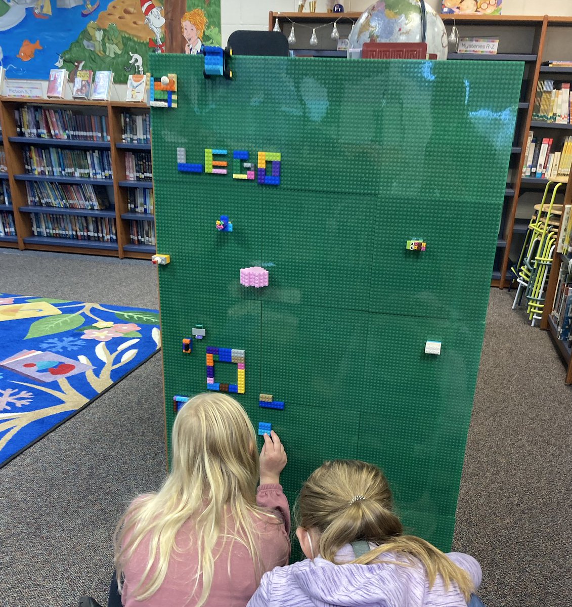 MediaCenter735's tweet photo. We are loving our new LEGO wall! Thanks @Nikki_Tammaru for encouraging collaboration and creativity in our library! https://t.co/0MEwVXUcjH