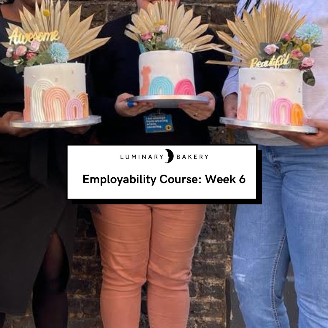 LuminaryBakery's tweet image. Last week we had a very special guest teacher on the #LuminaryEmployabilityCourse, one of our amazing alumni, Halimot! She lead our trainees in a Fondant Cake Decorating Masterclass and the cakes looked out of this world incredible!  💫