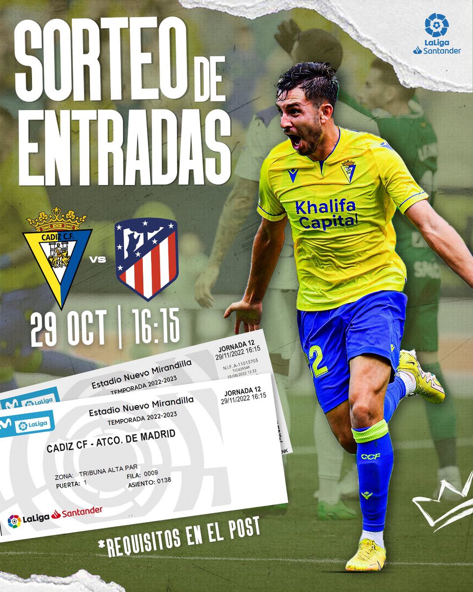 💛💙 TRAEMOS UN NUEVO SORTEAZO

¿Quieres venir GRATIS al #CádizAtleti de este sábado con quien tú elijas? 

1️⃣ Da RT y MG a esta publicación

2️⃣ SIGUE nuestras cuentas: <a href="/Cadiz_CF/">Cádiz Club de Fútbol</a> <a href="/Cadiz_CFCantera/">Cádiz CF Mirandilla - Cantera Cádiz CF</a> y <a href="/Cadiz_CFFem/">Cádiz CF Femenino</a>

3️⃣ Menciona a la persona con la que quieras venir

¡Mucha suerte! 🤞