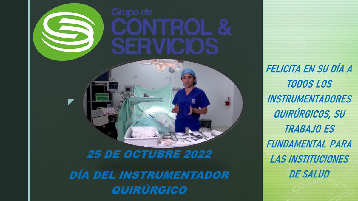 ControlGrupo's tweet photo. Nuestra mas sincera felicitación a los instrumentadores quirúrgicos en su día, por la importante labor que desempeñan al asistir al cirujano y velar así por la seguridad de todos los pacientes. https://t.co/DPYZBbxw39