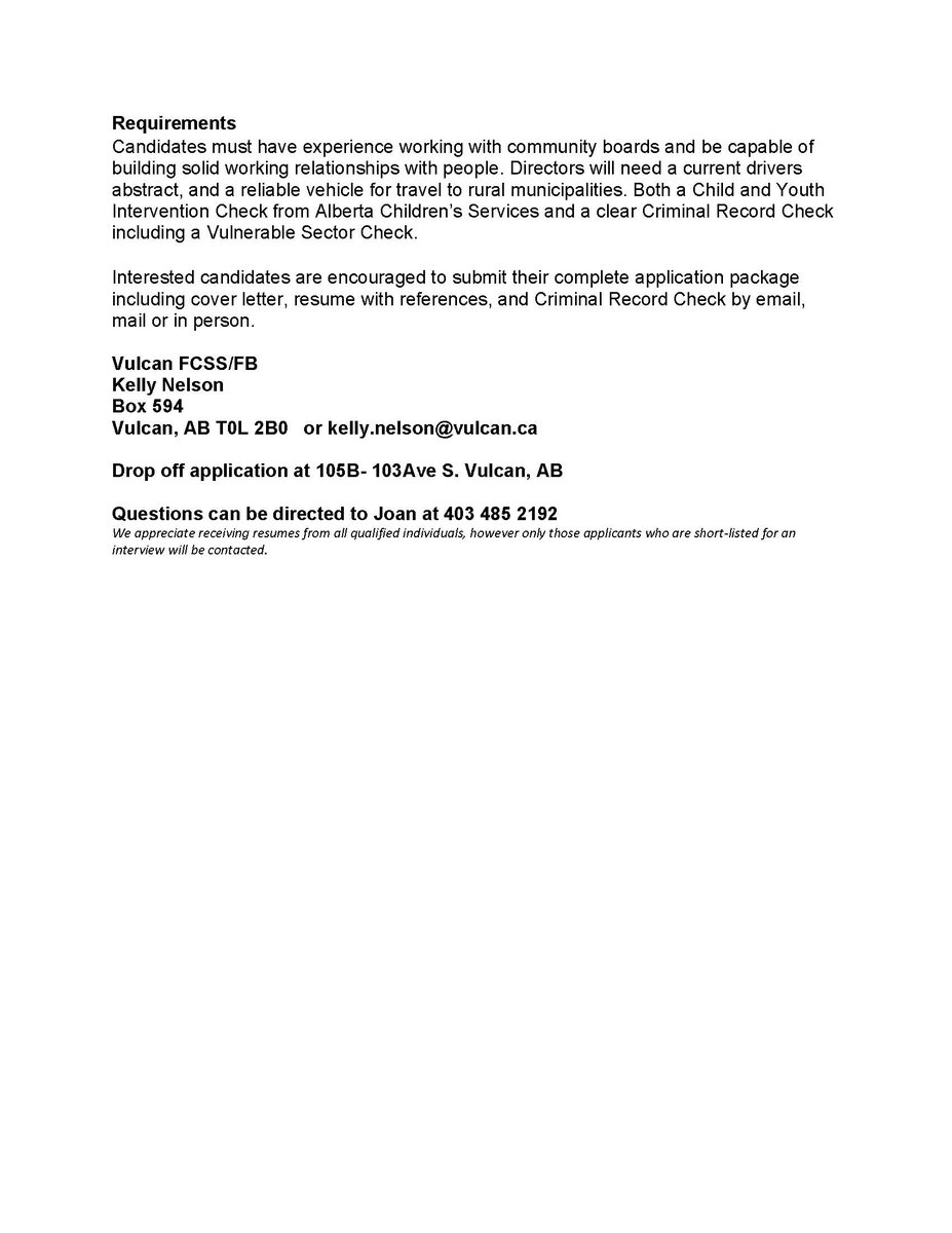 Vulcan Food Bank & FCSS tweet media