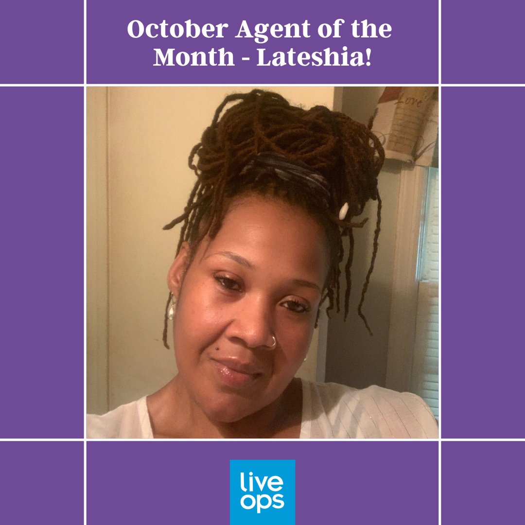 Liveops's tweet photo. Congratulations to Liveops October Agent of the Month, Lateshia! 🎉 #LiveopsNation #SelfEmployed https://t.co/bf3rQeADiR