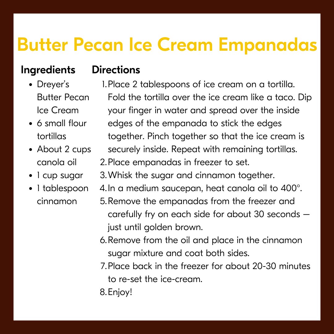 This Fall festive treat is sure to be a hit this season! Hello, Butter Pecan Ice Cream Empanadas 🤤