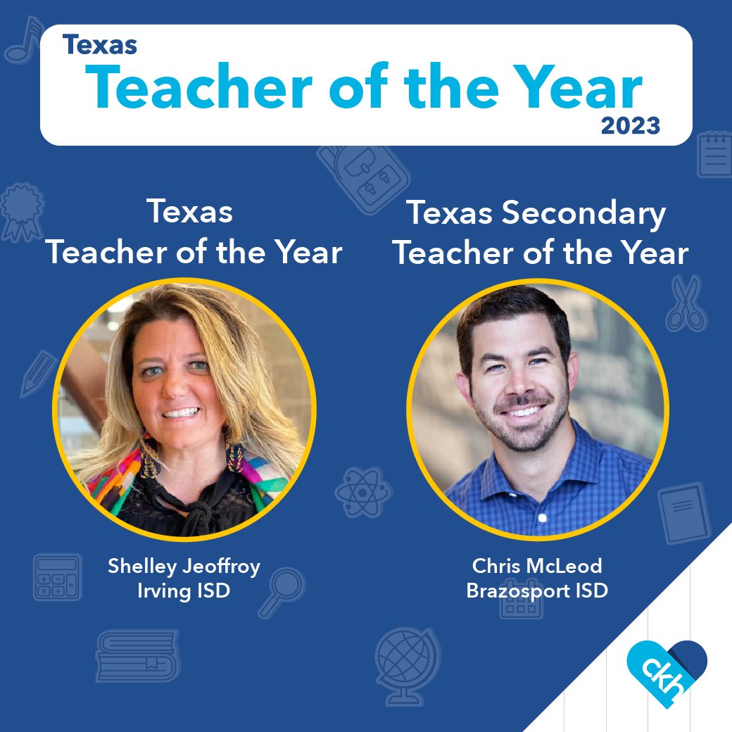 Congratulations to Texas Teacher of the Year, Shelley Jeoffroy, and Texas Secondary Teacher of the Year, Chris McLeod! It’s an honor to celebrate you and the excellent work you both are doing. @BrazosportISD @IrvingISD