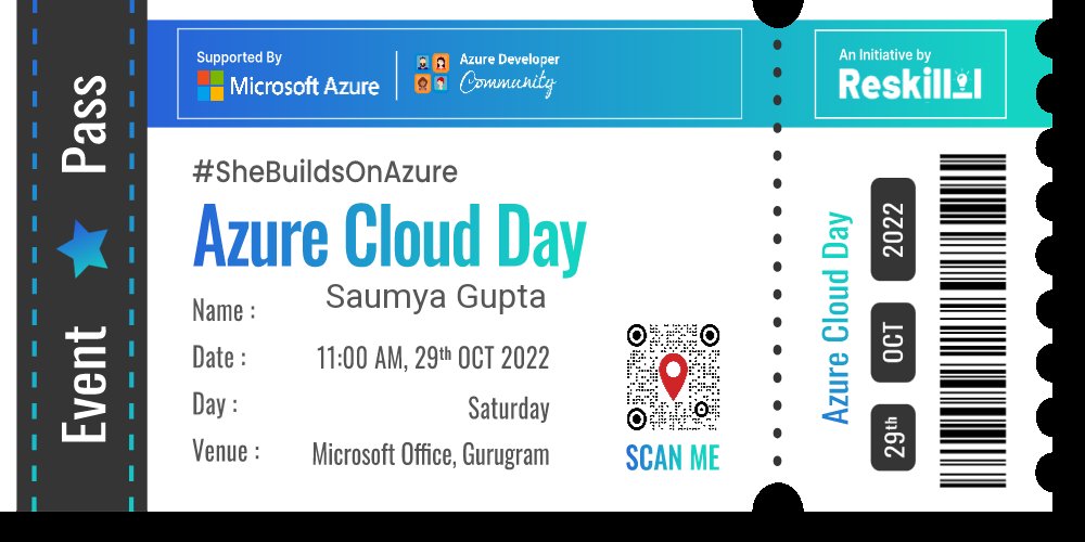 gsaumya25's tweet photo. Finally got the pass to Azure Cloud Day GGN Microsoft office in Gurgaon. 
Thank you @azdevindia @roopal_mittal21 . Really excited for it✨️🚀
#clouddayGGN #SheBuildsOnAzure https://t.co/aPtFwsbeSb