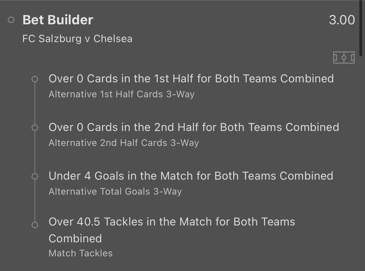 Box2BoxTips's tweet image. SALZBURG V CHELSEA BB

3.0 odds - 2u stake returns 4u profit💰