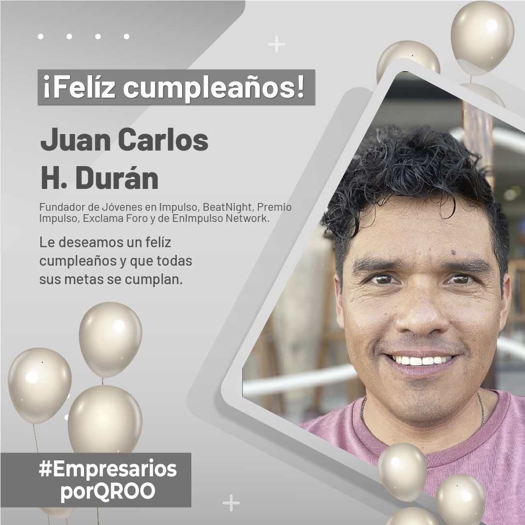 Empresariospor1's tweet photo. #EmpresariosporQRoo extiende una felicitación con motivo de su cumpleaños a @JC_Duran, Fundador de @EnImpulso y #BeatNight.

¡Muchas felicidades!🥳🎉 https://t.co/cJ9G143Dib