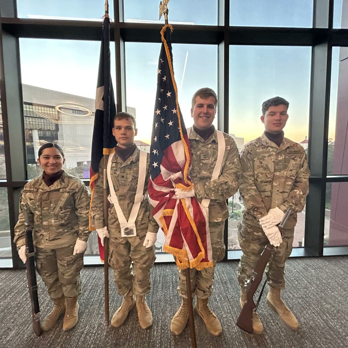 StateRotc's tweet image. The #leavenovictimbehind national conference was held this morning @txst honering Austin Salyer.

The Bobcat Color Guard presented the colors in reverence and support to Austin&apos;s memory and to his parents. @5thBrigadeROTC
