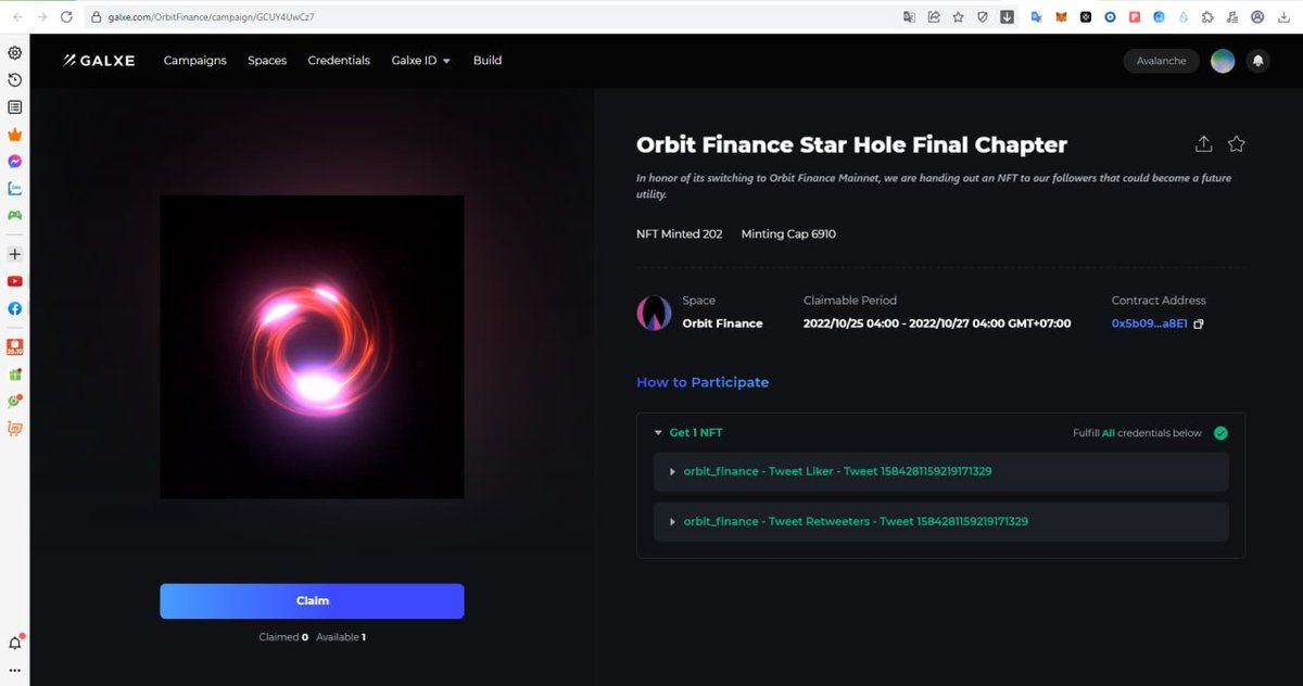 Huy1359's tweet photo. 🆘 Kèo cấp tốc trong đêm từ Orbit Finance

👀 Giới hạn 6910 NFT và kết thúc vào 4h sáng ngày 27/10

💩 Link claim: https://t.co/c2oforW6iL

Retweet + 💜 cho nhiều người biết hơn nhé, nếu để đến ngày mai mình sợ sẽ sold out. https://t.co/tI5T6cXZxo