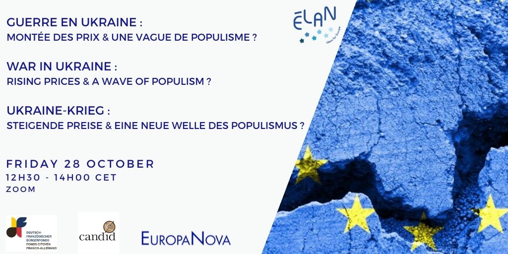 ElanEurope's tweet photo. Ukraine crisis: rising prices, a wave of populism

Join us for the third debate of this new Elan-cycle on 28 October at 12:30 CET on Zoom

With:

Marc Berthold
Adam Ostolski
Anna Farkas
Katarina Kolozova

Moderated by Edouard Gaudot, Director of External Relations of EuropaNova https://t.co/bicEJ7Vv17