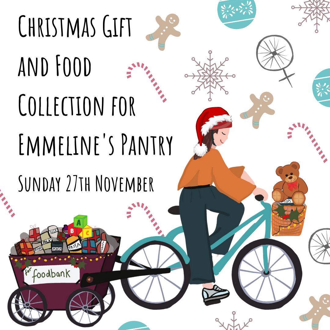 Excited that the food bank donation signups are trickling in! Do you fancy a visit from our cycling elves on Sunday 27th November? Could you donate to <a href="/EmmelinesPantry/">Emmeline's Pantry</a> for local #Manchester families this #Christmas? Email ladypedalmcr@gmail.com to be on our collection route🎁🚲