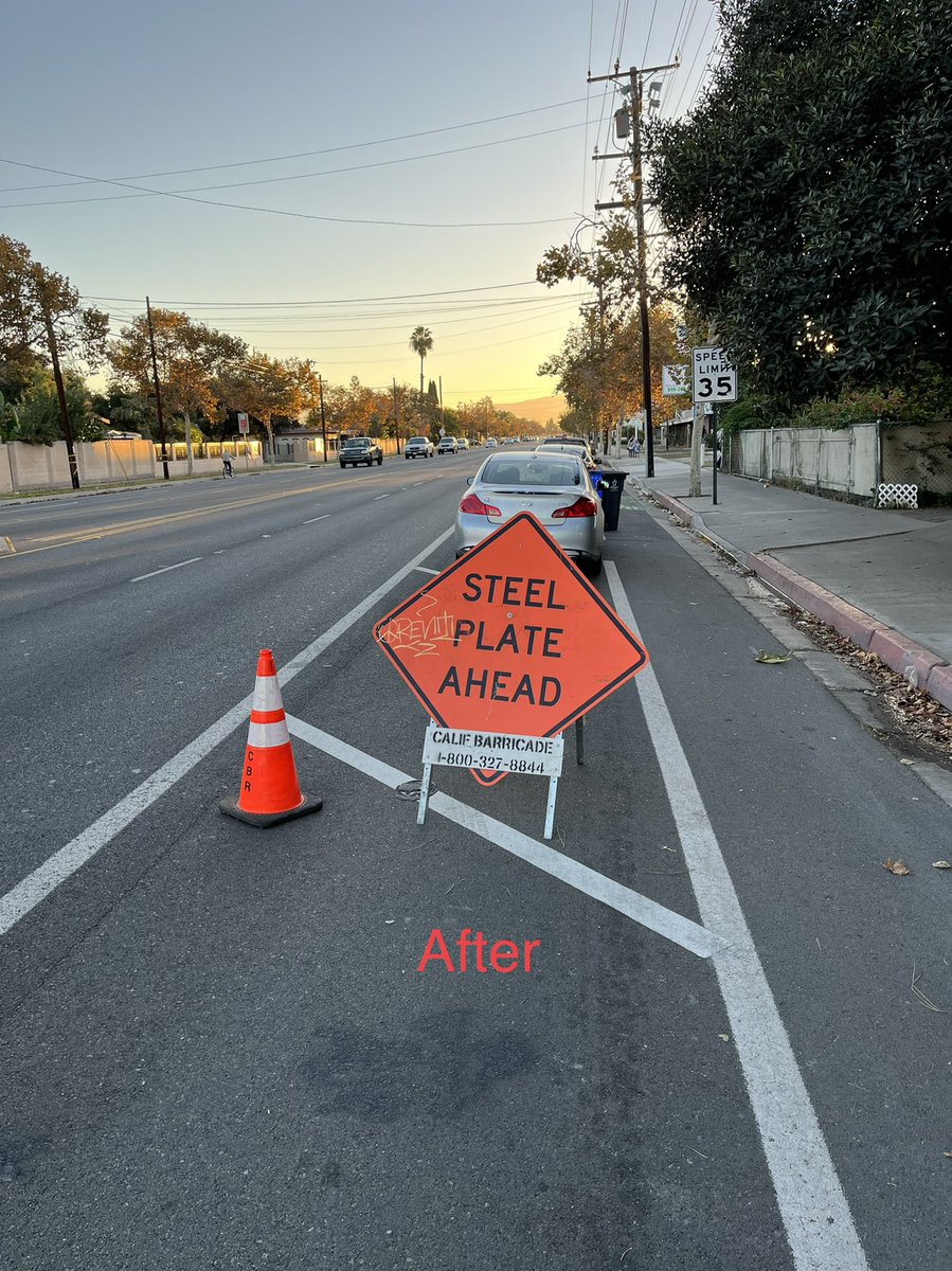 McNeillJBK's tweet photo. @CityofSantaAna I moved a  warning signs out of your bike lane on EB Edinger. Your welcome! https://t.co/lVw3fGCACZ
