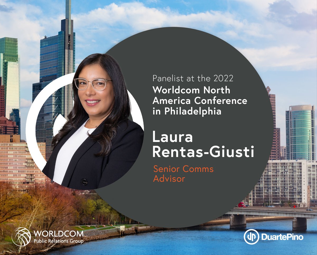 DuartePino (@duartepino1) on Twitter photo 📣 DP's Senior Comms Advisor, Laura Rentas-Giusti, is excited to participate as one of three employer brand & recruitment panelists at the <a href="/Worldcom_PR/">Worldcom PR Group</a> 2022 North America Conference in Philidelphia!
🗓 Wednesday, October 26th from 3pm (EST) 📣 DP's Senior Comms Advisor, Laura Rentas-Giusti, is excited to participate as one of three employer brand & recruitment panelists at the <a href="/Worldcom_PR/">Worldcom PR Group</a> 2022 North America Conference in Philidelphia!
🗓 Wednesday, October 26th from 3pm (EST)