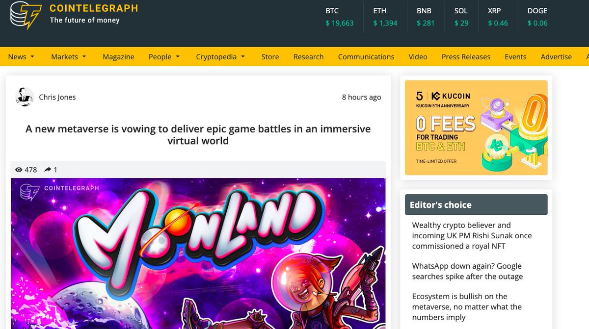 We’re excited to share this new feature with you, Moonlanders. Peek Moonland at @Cointelegraph 🚀. Tell us what you think! cointelegraph.com/news/a-new-met… #gamedev #cointelegraph #crypto #cryptogaming #web3